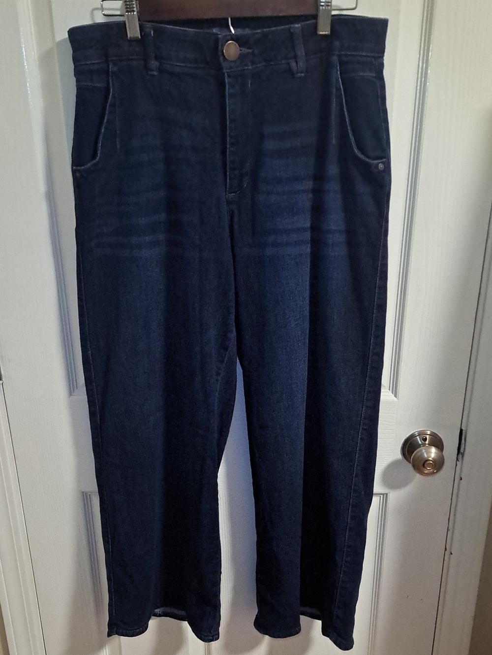 Petite Democracy Ab-solution Dark Blue Wide-Leg Jeans Tulip Hem